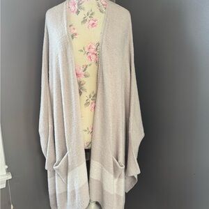 Barefoot Dreams Cream and Tan Women's Poncho